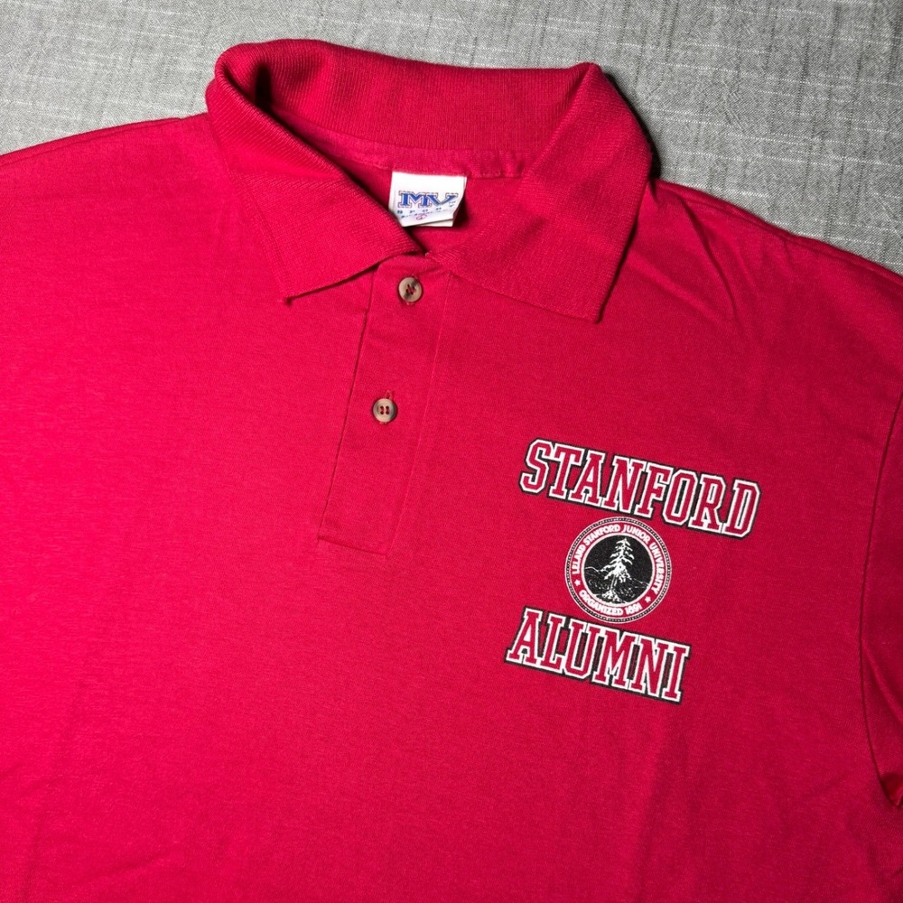 Vintage 90 MV Sport Stanford Alumni Polo Shirt Mens Large Red Made in USA Cotton